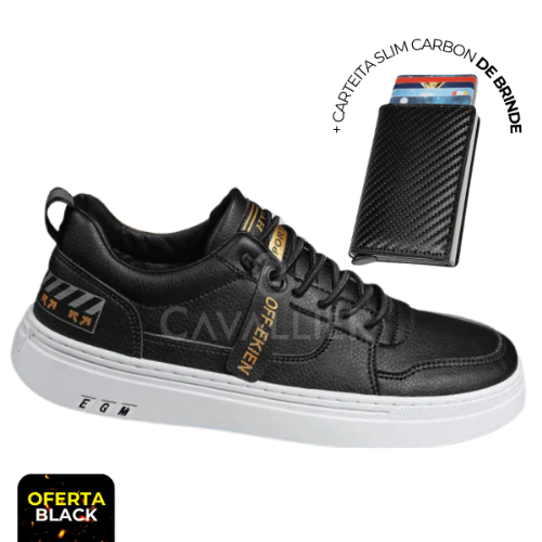 Compre 01 Leve 02: Tênis Casual Urban Hanôver Black + Carteira Slim Carbon