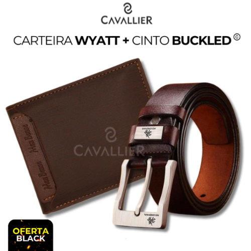 Kit Carteira Couro Wyatt + Cinto Buckled