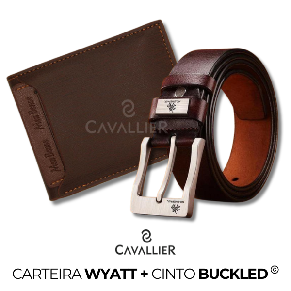 Kit Carteira Couro Wyatt + Cinto Buckled