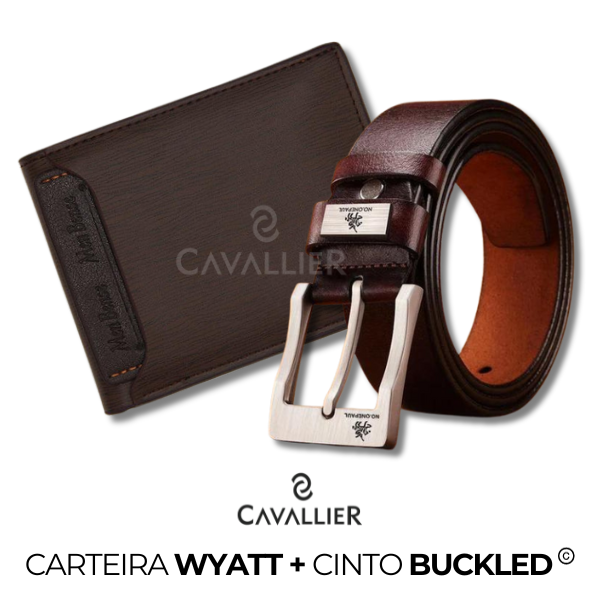 Kit Carteira Couro Wyatt + Cinto Buckled