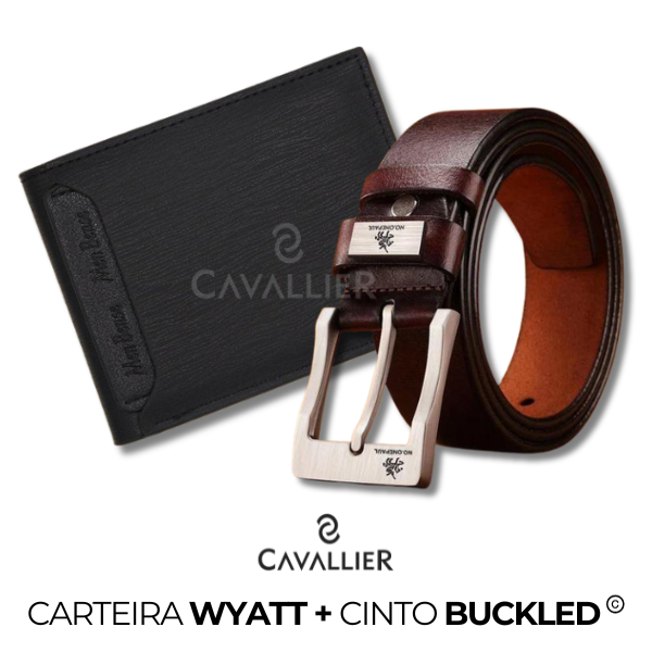 Kit Carteira Couro Wyatt + Cinto Buckled