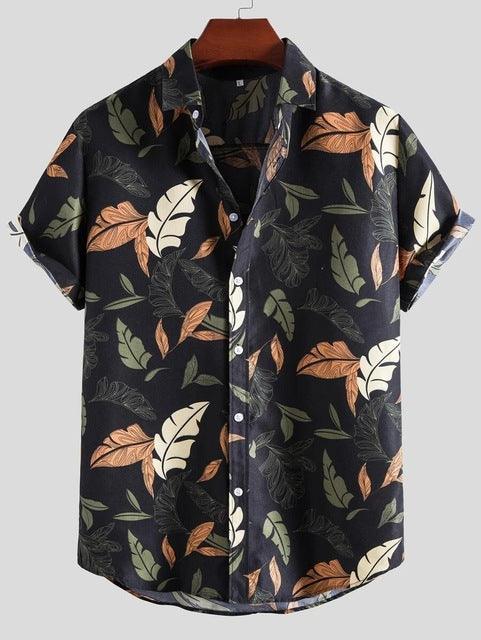 Camisa Masculina Manga Curta Floral Black